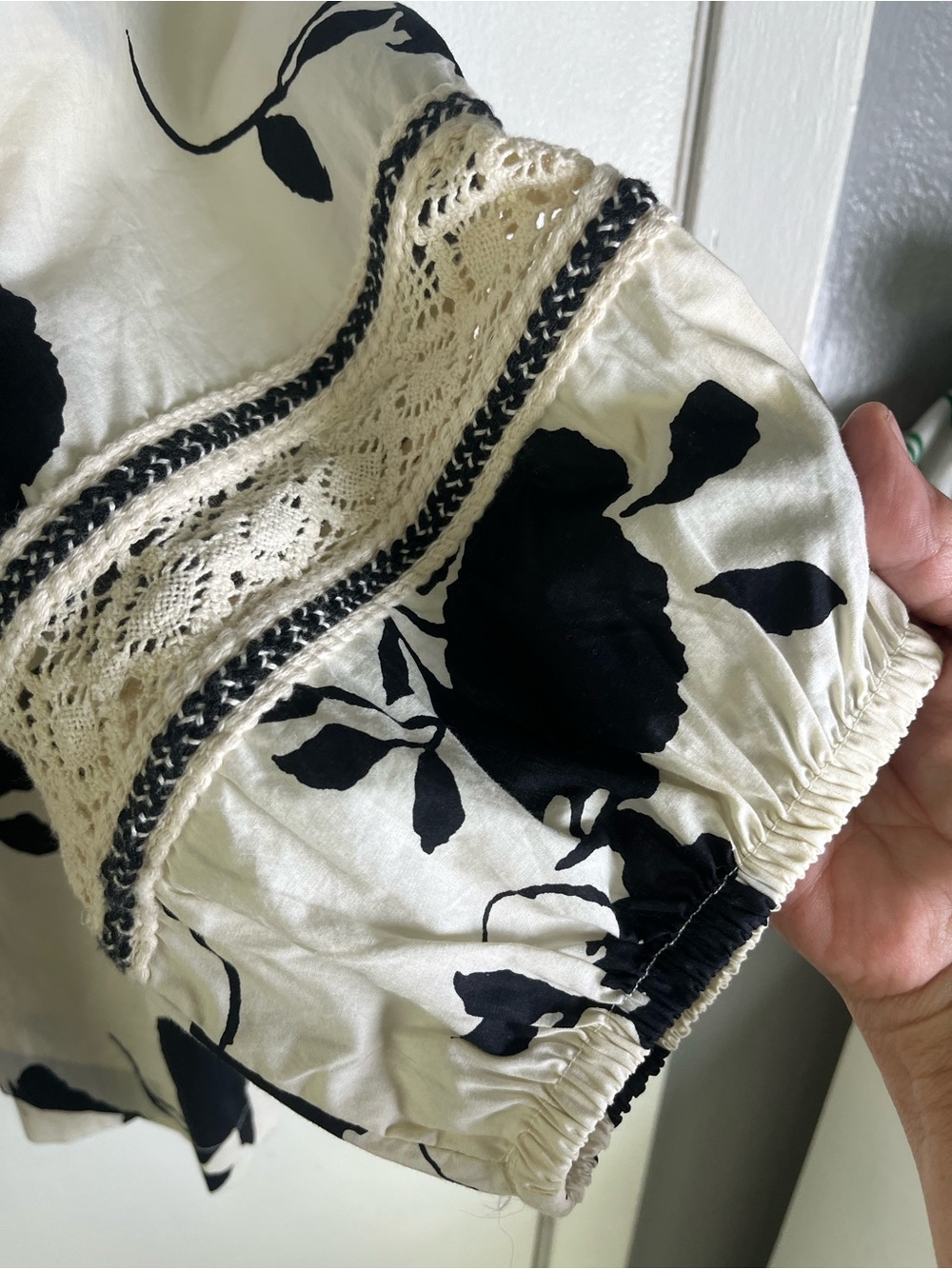Maurices Black Floral Square-Neck Peasant Blouse on Cream - Picture 2 of 6